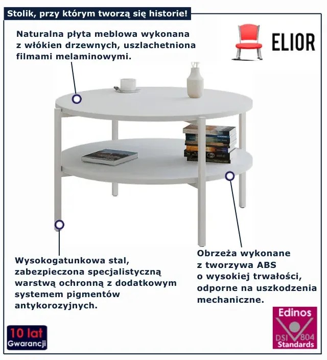 Biały okrągły stolik kawowy Z2-N77