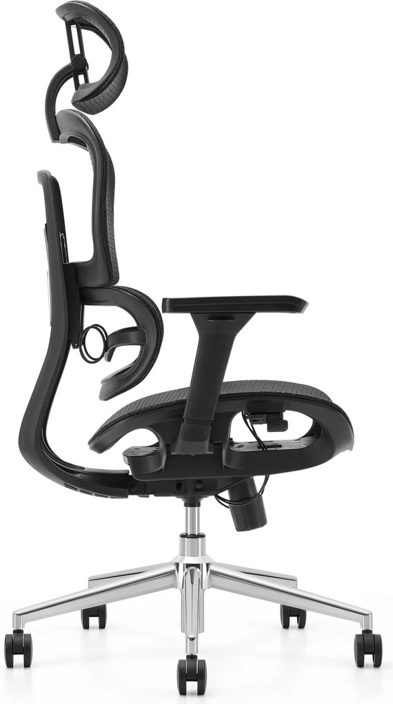 Fotel biurowy siatkowy Ergomix z zagłówkiem, zgodny z normą BHP