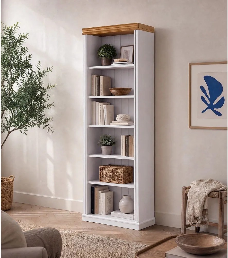Biały regał z litego drewna sosnowego 74x223x37 cm Anita – Støraa