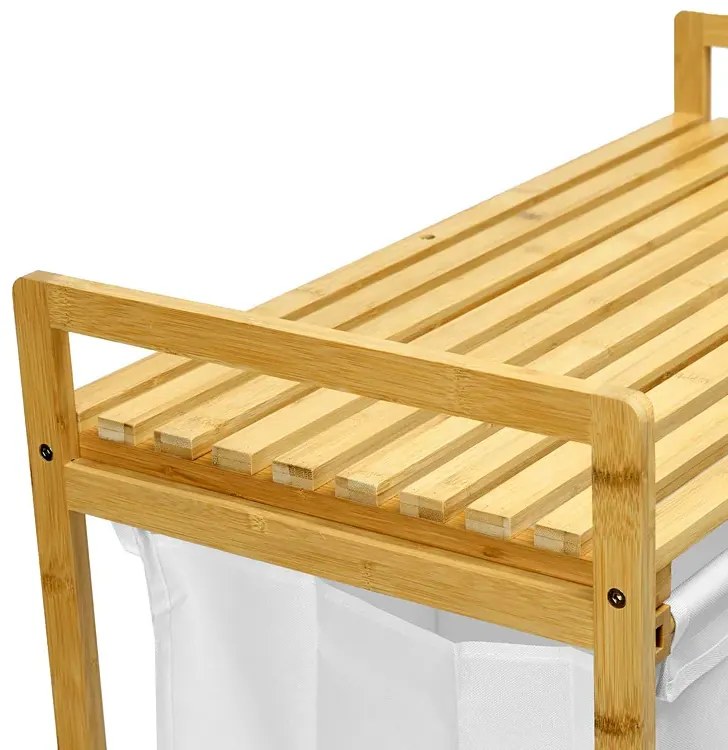 Biały podwójny bambusowy kosz na pranie P5-H29