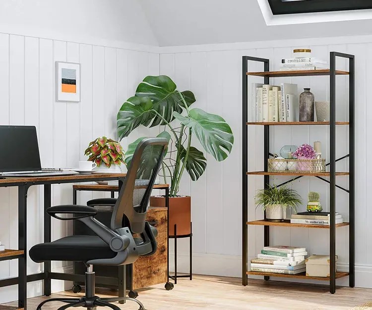 Loftowy regał do salonu z 5 półkami E8-P36