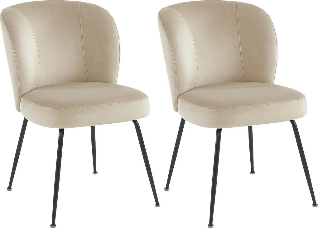 Zestaw 2 krzeseł z weluru i metalu – kolor beżowy – POLPONA marki Pascal MORABITO