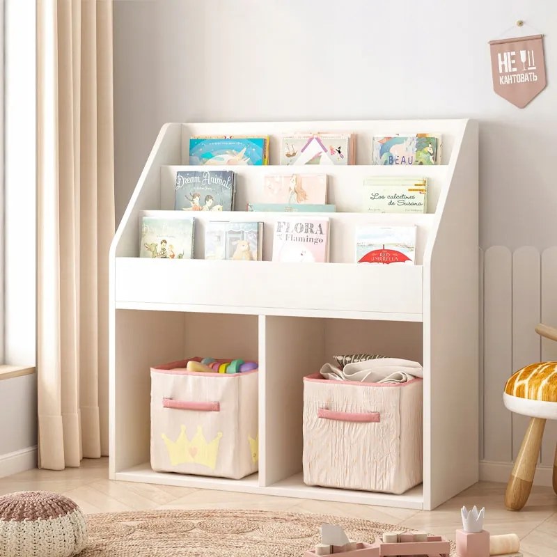 Półka na książki dla dzieci – Wolnostojąca szafka na zabawki typu biblioteczka, 80 cm