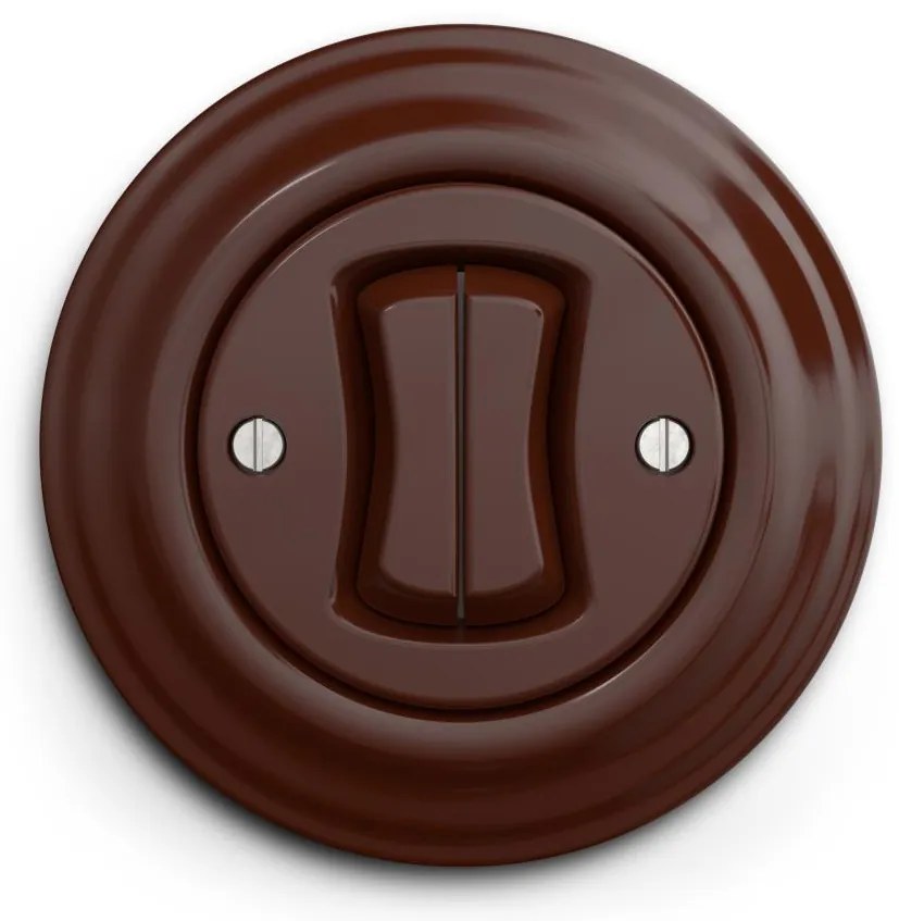 Kliklap - Retro podwójny łącznik schodowy z ramką nr 6+6 brązowy