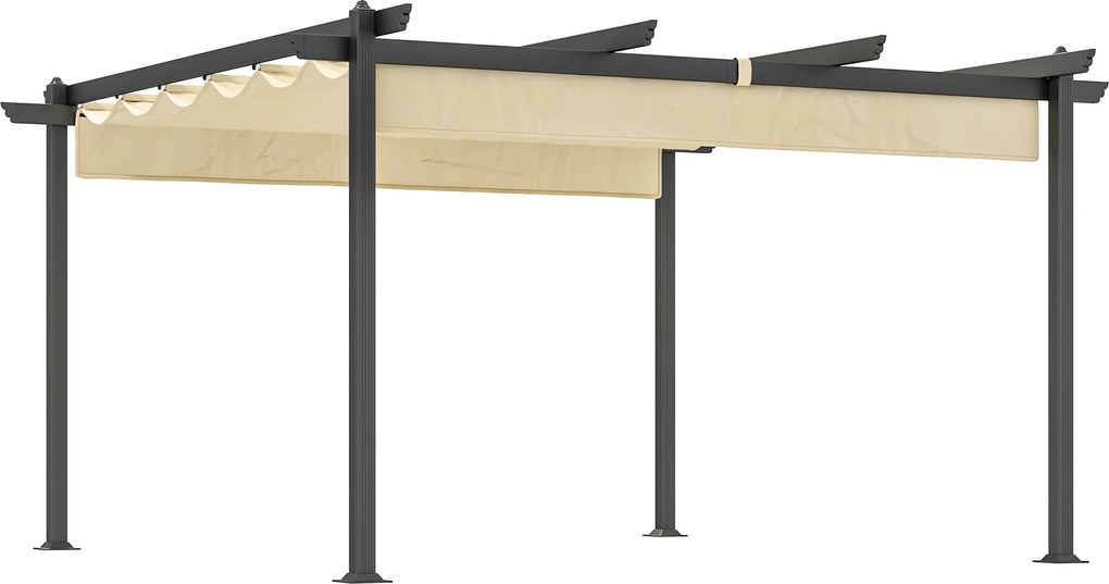 Outsunny Regulowana pergola ogrodowa, Pawilon z ramą aluminiową, Baldachim zewnętrzny, Do ogrodu, balkonu, tarasu, Beżowa