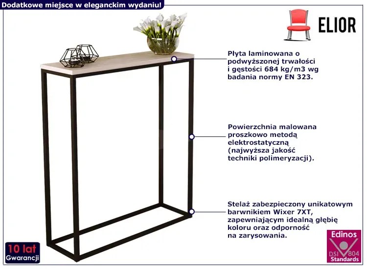 Konsola z metalowym stelażem czarny + dąb sonoma T7-T11