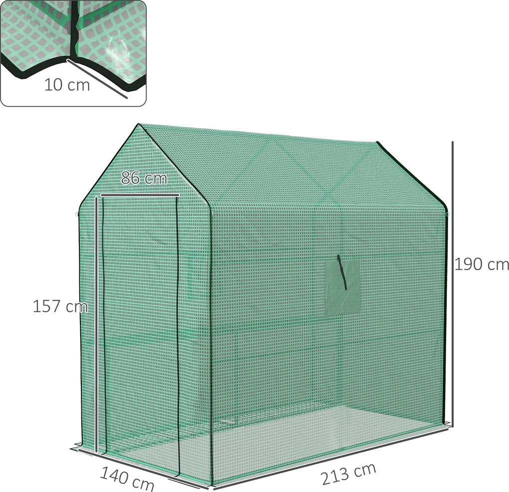 Outsunny Zastępcza plandeka do tunelu ogrodniczego, odporna na warunki atmosferyczne, odporna na UV, 140 x 213 x 190 cm, Zielona