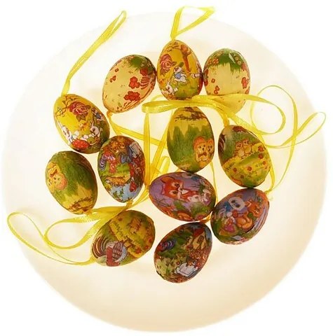 Zestaw pisanek z obrazkiem, wysokość 4 cm, 12sztuk w opakowaniu