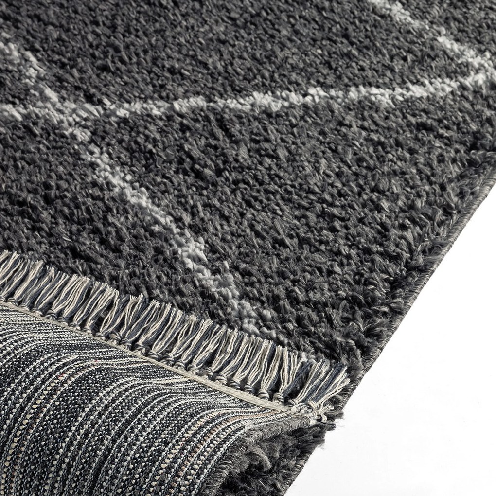 Dywan shaggy Blake romby szare 195 cm x 290 cm