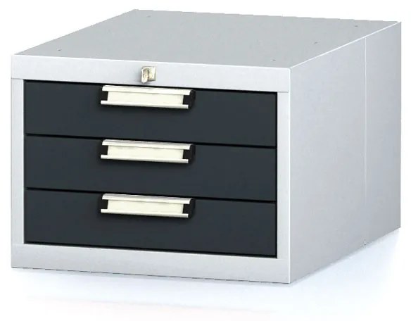 Kontenerek na narzędzia wiszący do stołów MECHANIC, 3 szuflady, 480 x 600 x 351 mm, antracytowe drzwi