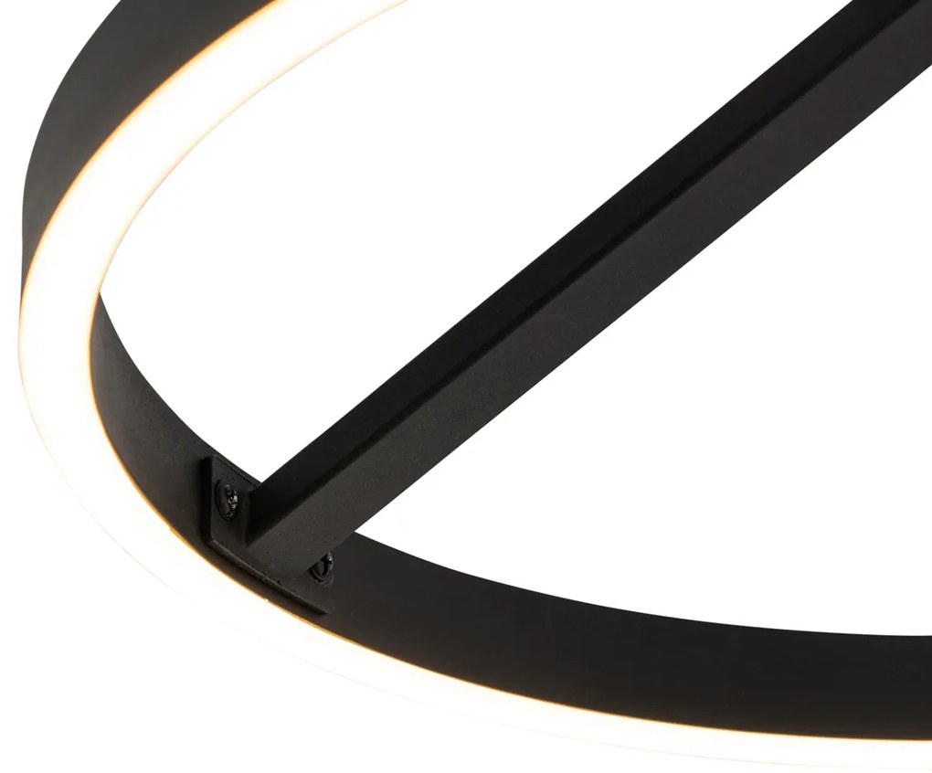 Designerska lampa sufitowa czarna z wbudowanym LED z 3-stopniowym ściemniaczem - AnelloDesignerski Oswietlenie wewnetrzne