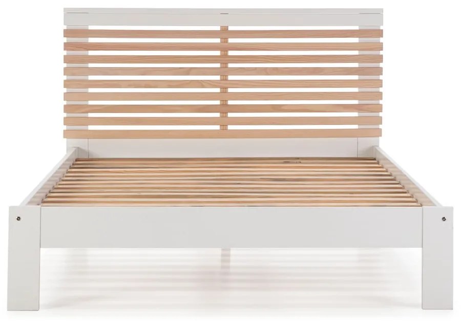 Białe łóżko dwuosobowe ze stelażem 140x190 cm Vectra – Marckeric