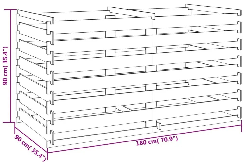 Podwójny drewniany kompostownik ogrodowy z drewna sosnowego - Ramoni