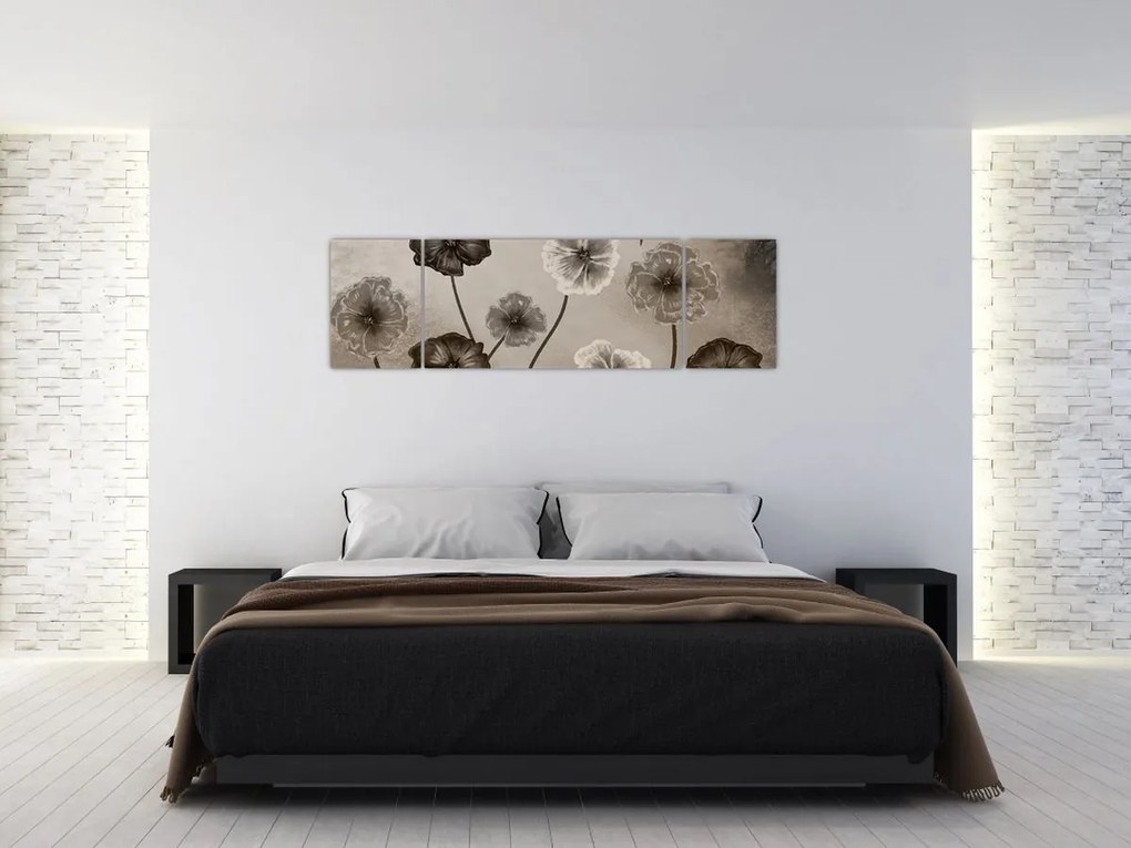 Obraz - Rysowane kwiaty (170x50 cm)