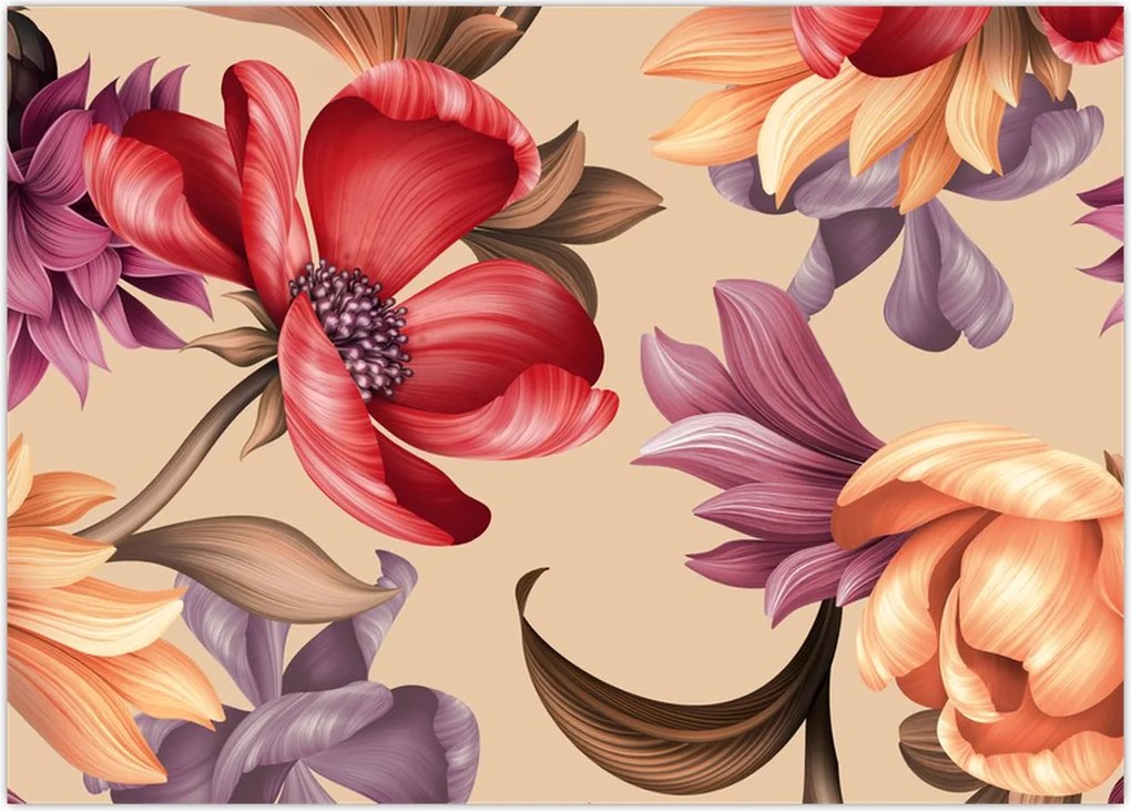 Obraz na szkle - Vintage Flowers (70x50 cm)