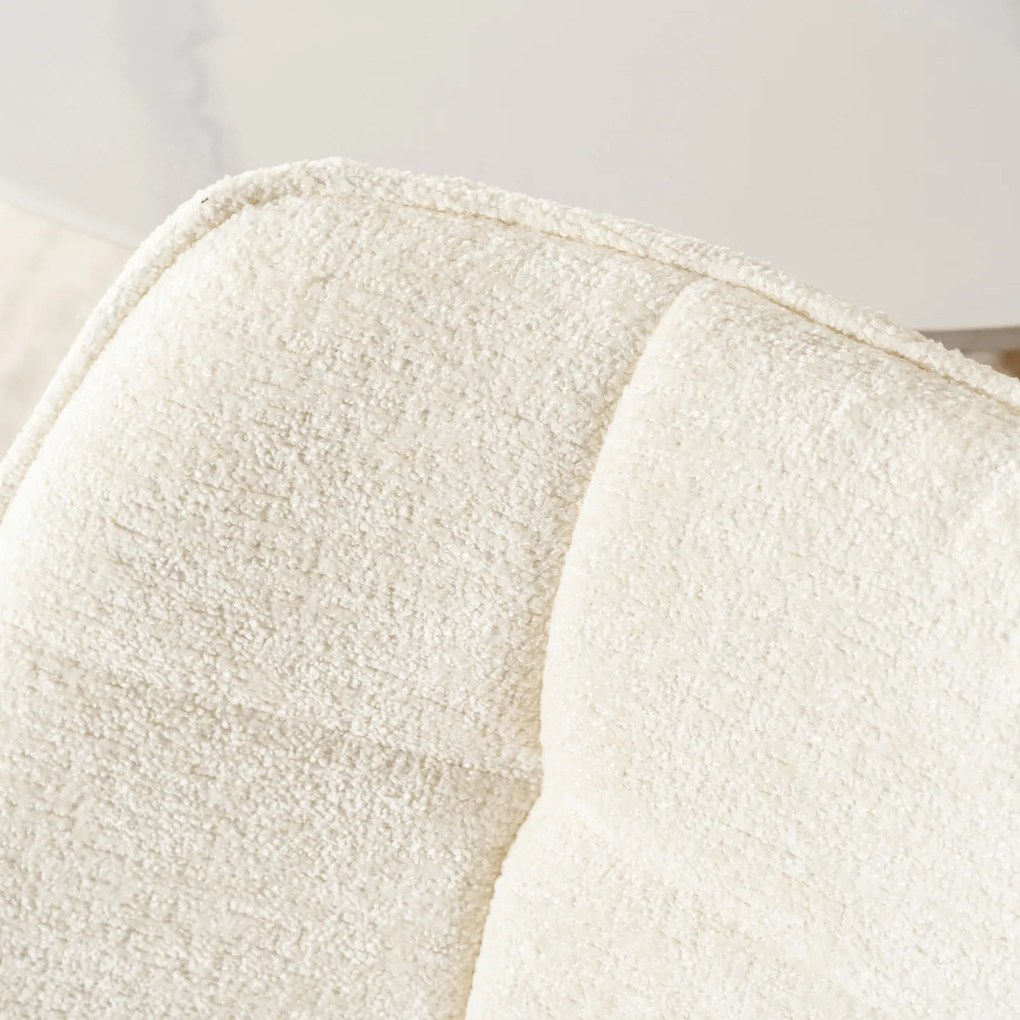 Krzesło Tapicerowane Obrotowe MIA Kremowe do Toaletki Boucle Nowoczesne