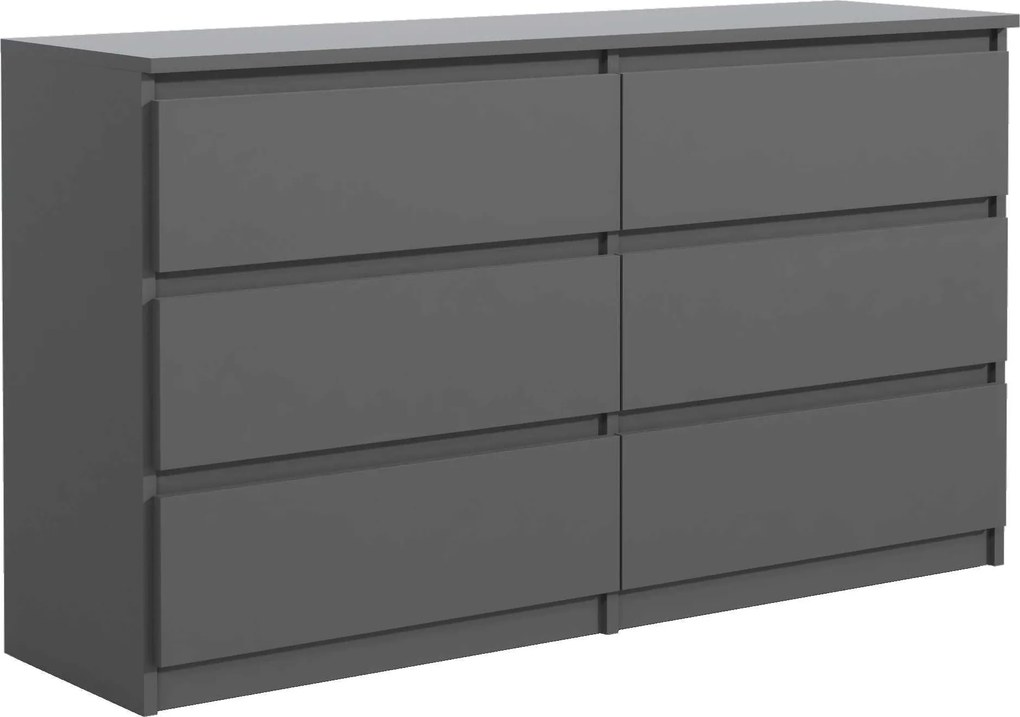 Komoda NUDO - Antracyt / Front Antracyt / Mat / 138,5 cm / 6 szuflad
