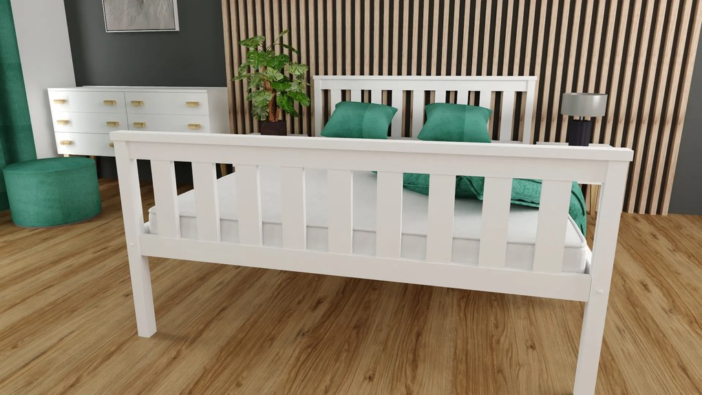 Łóżko KALEA 90 x 200 cm, białe Stelaż: Ze stelażem listwowym rolowanym elastycznym, Materac: Materac Sommera 18 cm