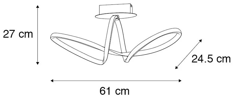 Lampa sufitowa czarna 61 cm z 3-stopniowym ściemnianiem, w tym LED - Viola DueDesignerski Oswietlenie wewnetrzne