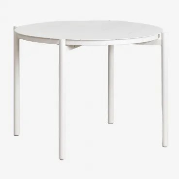 Okrągły Stół Jadalniany Ø110 Cm Z Aluminium Elton Lodowata Biel - Sklum