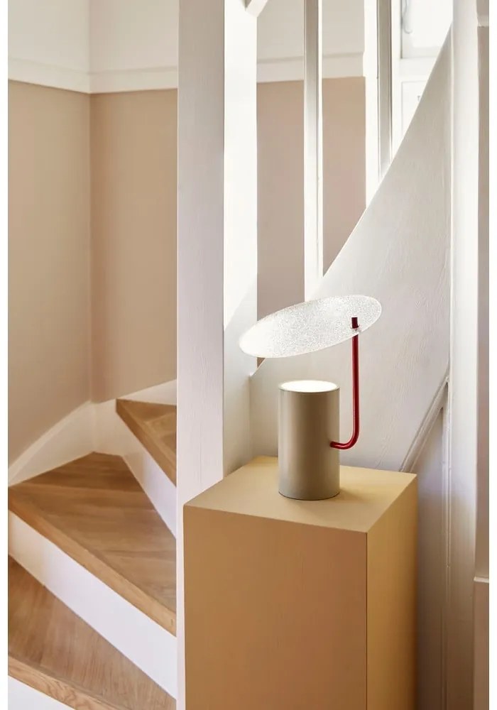Lampa stołowa w kolorze khaki ze szklanym kloszem (wysokość 35 cm) Disc – Hübsch