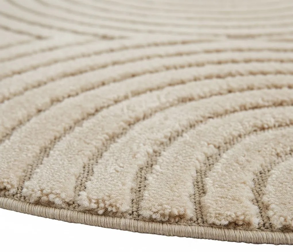 Dywan nowoczesny Art 3D Geometria beżowy 120 cm x 120 cm koło