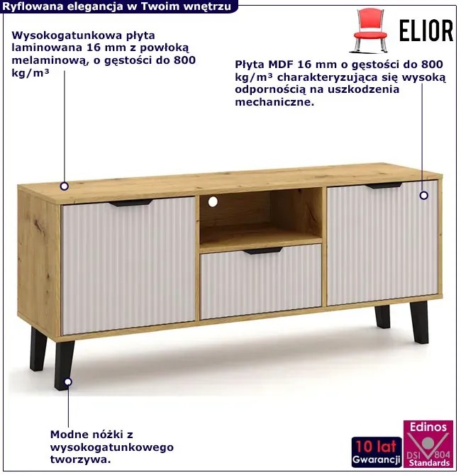 Szafka RTV na nóżkach dąb artisan + kaszmir D8-E04