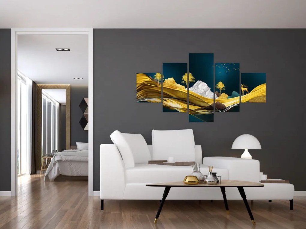Obraz - Jeleń w krajobrazie (125x70 cm)