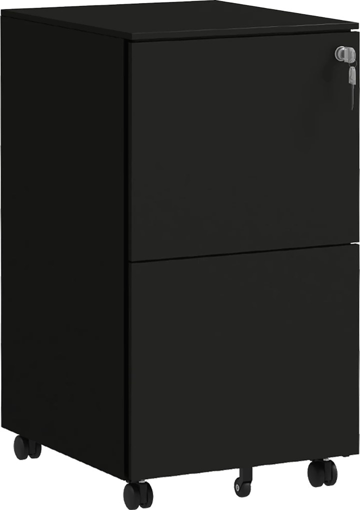 Vinsetto Rollcontainer Biurowy z 2 Szufladami Czarny 37x43.5x67.5cm Przechowywanie Dokumentów | Aosom PL