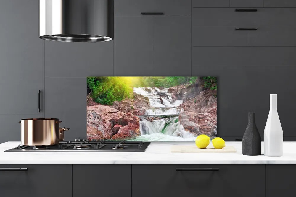 Szkło do Kuchni na Ścianę Potęga Naturalnego Wodospadu