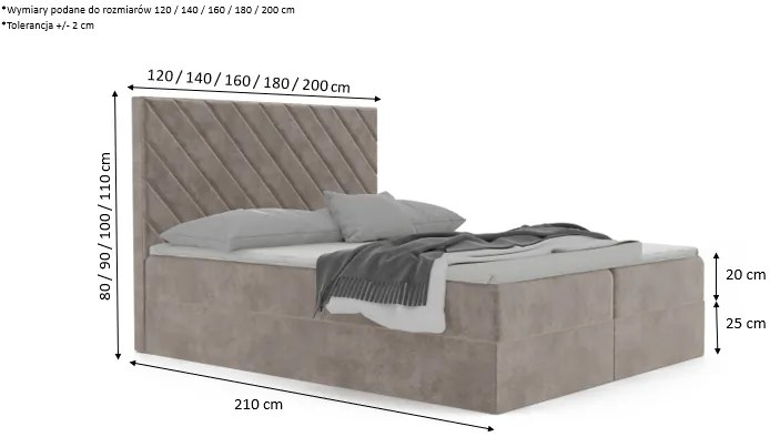 Łóżko kontynentalne PIRI 2 - 200x200
