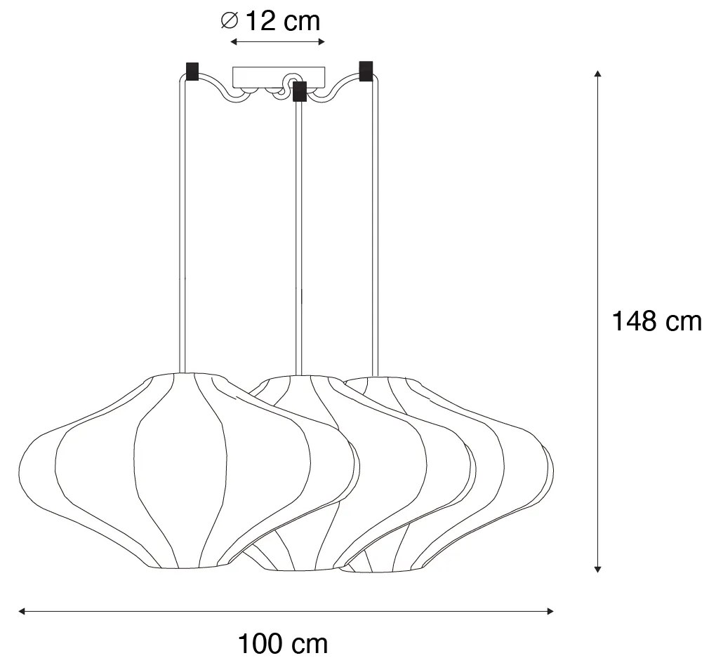 Designerska lampa wisząca biała 50 cm 3-światła - PluJapandi Oswietlenie wewnetrzne