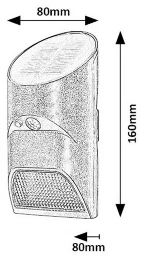 Rabalux 77013 solarny kinkiet zewnętrzny Sepik, z czujnikiem