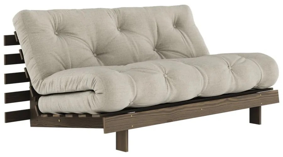 Beżowa lniana rozkładana sofa 160 cm Roots – Karup Design