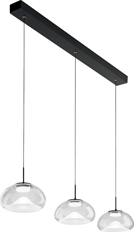 Brena - Lampa wisząca Fabas Luce 3-punktowa - 30W ściemnialna dioda LED - Przezroczysta, liniowa konstrukcja
