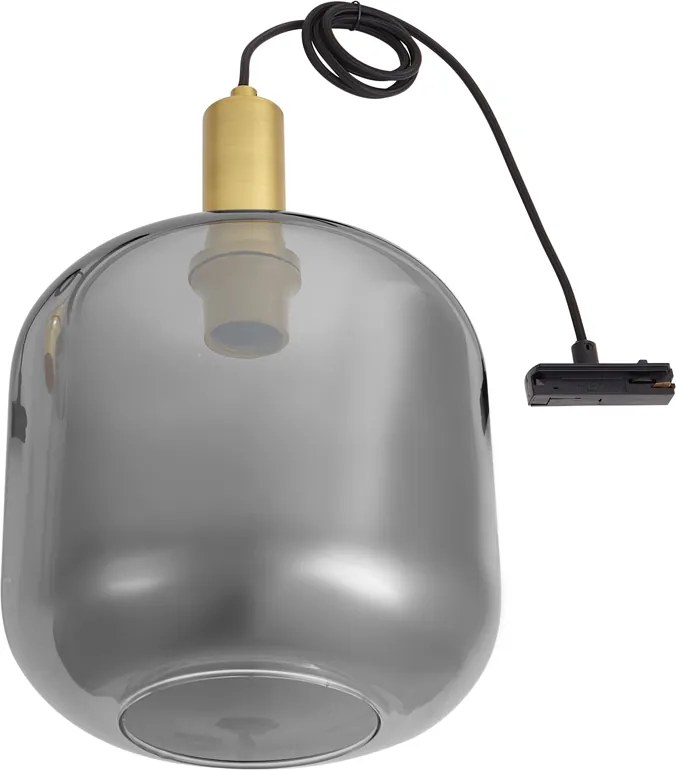 Designerska Lampa Wisząca Mosiądz z Przydymionym Szkłem do Systemu Szynowego 1-Fazowego - Iconic Zuzanna