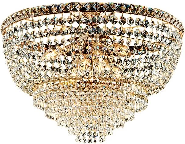 Lampa sufitowa Wagner z żelaza i złoconego mosiądzu z kryształkami górskimi 6 świateł H.38 Ø52 BL266-PL6-OR