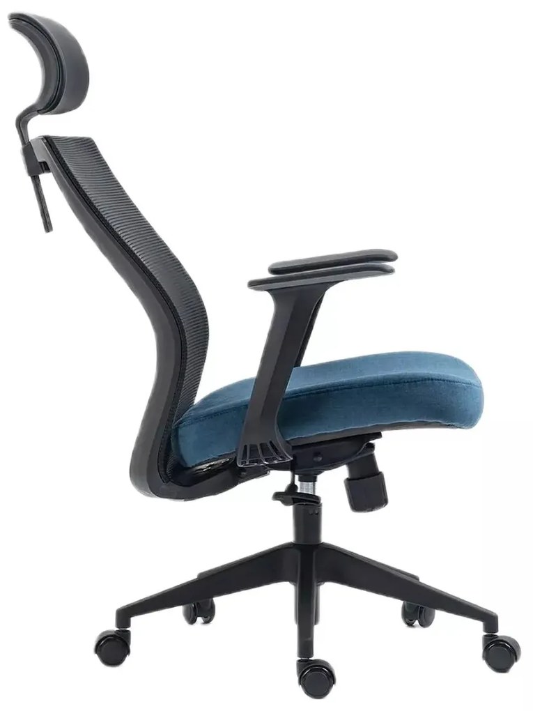 FOTEL OBROTOWY Q-328H CZARNY/NIEBIESKI SIGNAL