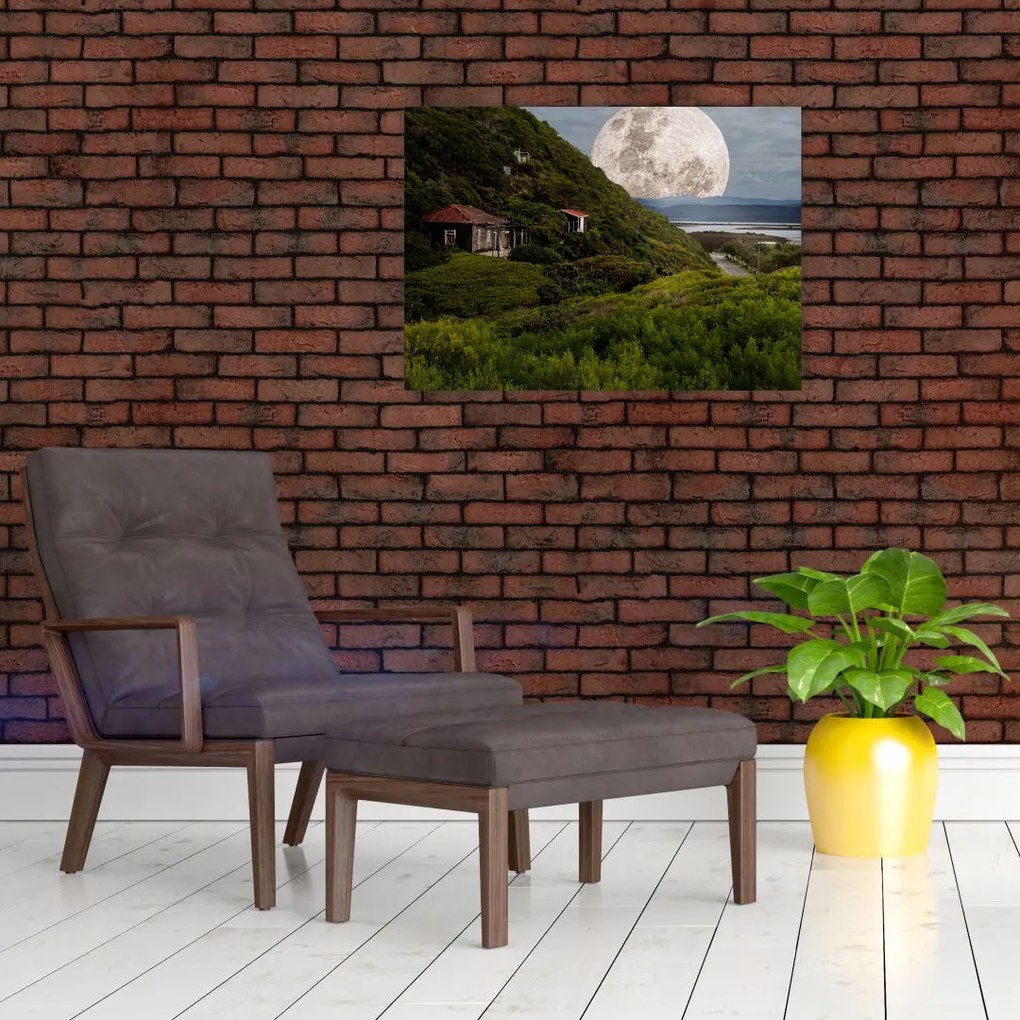 Obraz krajobrazu z księżycem (70x50 cm)