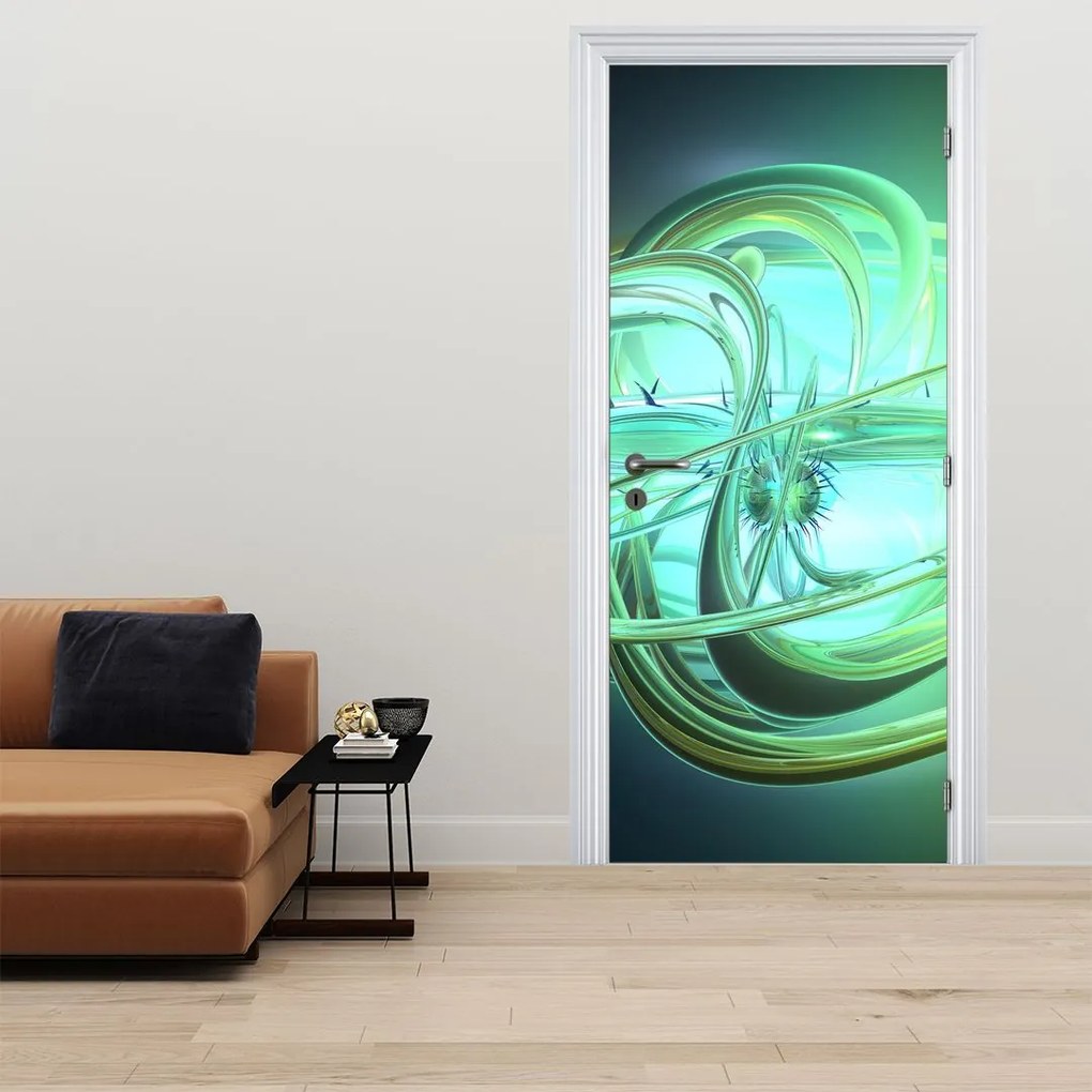 Fototapeta na drzwi - Zielona abstrakcja (95x205cm)