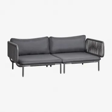 Sofa Modułowy Ogrodowy 2-częściowy Z 2 Narożnymi Fotelami Roubly Grafitowa Szarość - Sklum
