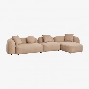 Modułowa Sofa Z Szezlongiem Prawym, 3-częściowa, Z Tkaniny Coco Chenille Gruby Chenille Latte Brown - Sklum