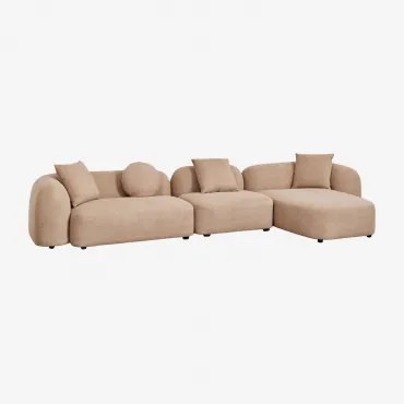 Sofa Modułowy Z Prawym Szezlongiem, 3-częściowy, Z Tkaniny Chenilla Coco Szenila Gruba Brąz Latte - Sklum