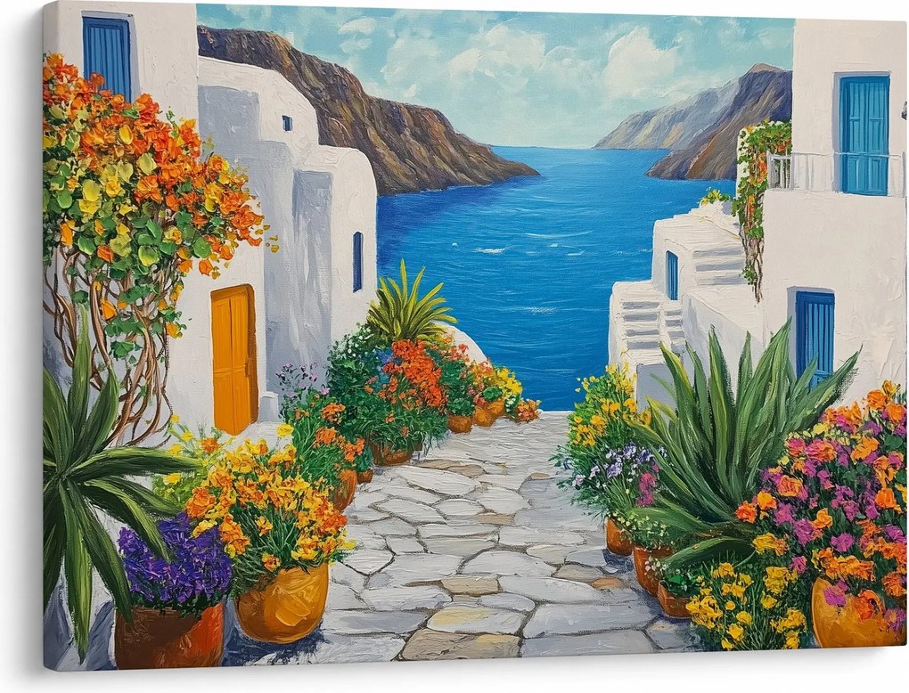 Obraz - Grecka uliczka (70x50 cm)