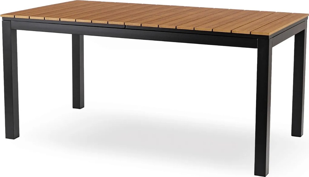 Rozkładany stół ogrodowy, kompozytowy Castello 160-210 cm, blat dąb, podstawa czarna