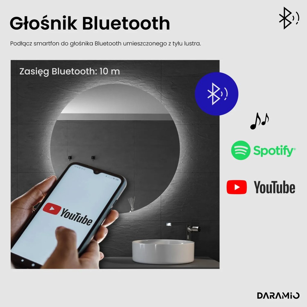 Nietypowe lustro łazienkowe z oświetleniem LED G10