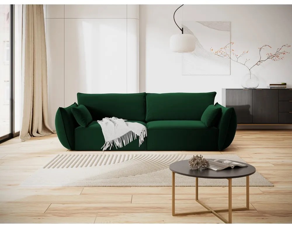 Ciemnozielona aksamitna sofa 208 cm Vanda – Mazzini Sofas