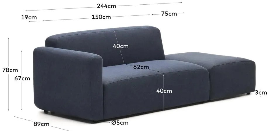 Ciemnoniebieska sofa 244 cm Neom – Kave Home