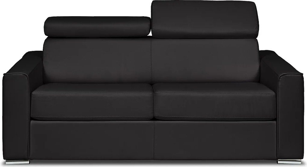 Kanapa 3-osobowa rozkładana typu express z czarnej skóry bawolej - pow. spania 140 cm - Materac 22 cm z pamięcią kształtu - VIZIR