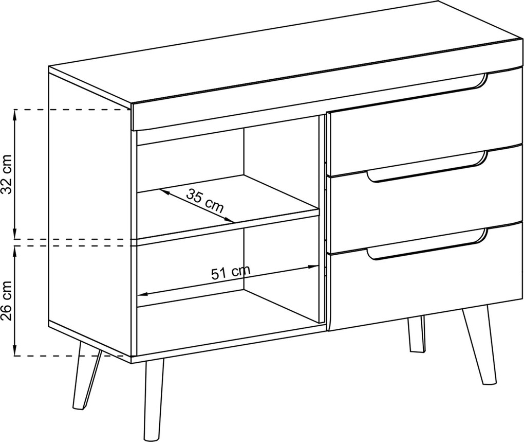 Komoda NORDICO 107 cm do Salonu Sypialni Dąb artisan